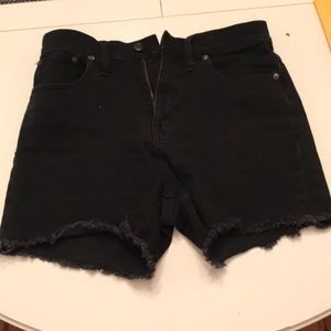 Madewell high rise black denim shorts